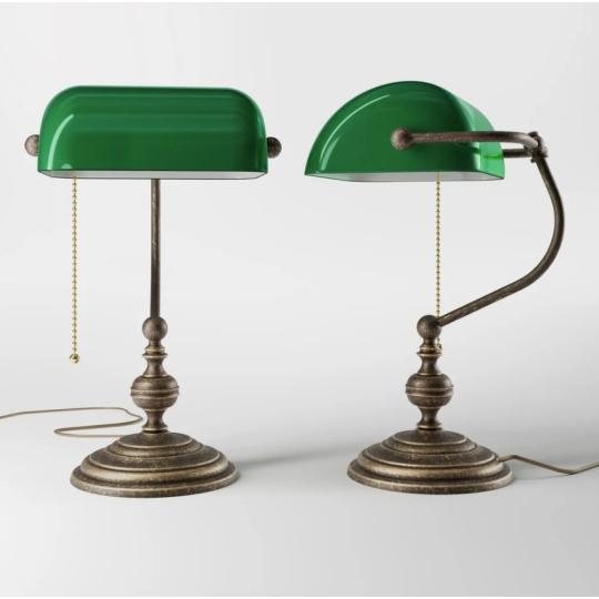 antikorovany med mosstoviza klasicky vintage stolna bankarska lampa lampa zelene sklenene tienidlo kniznica krstny otec elegantna obcianska lampa.jpg
